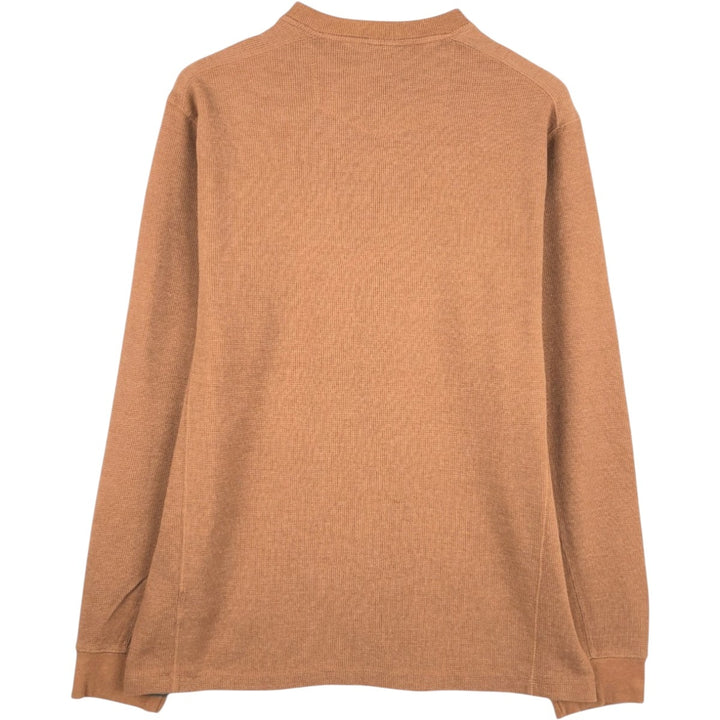 Eddie Bauer Men's Waffle Thermal Henley T-Shirt, Size XL cotton brown type Vintage Second Hand