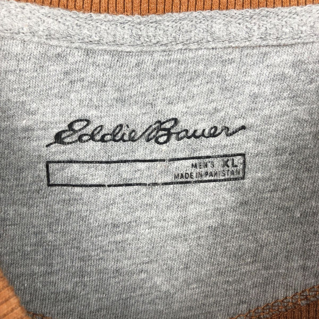 Eddie Bauer Men's Waffle Thermal Henley T-Shirt, Size XL cotton brown type Vintage Second Hand