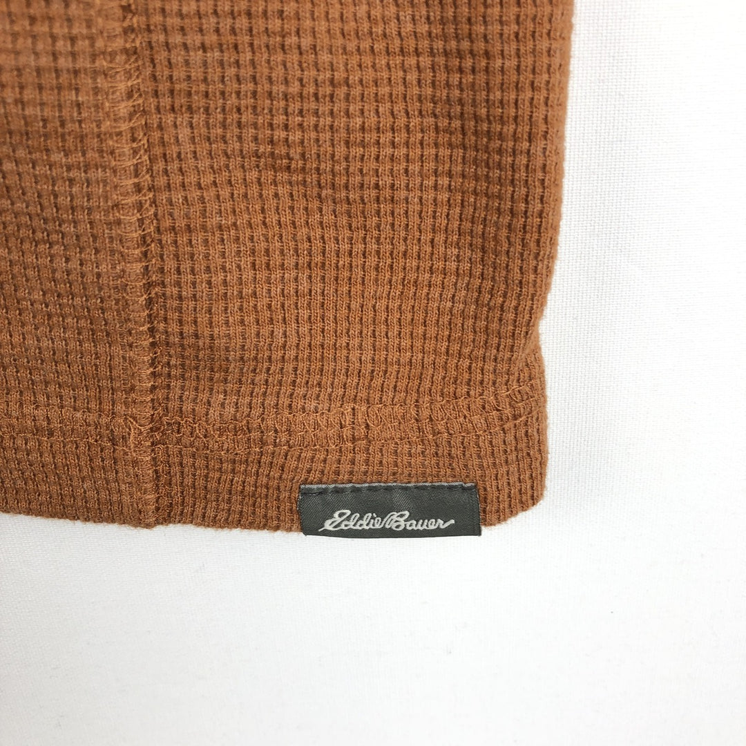 Eddie Bauer Men's Waffle Thermal Henley T-Shirt, Size XL cotton brown type Vintage Second Hand