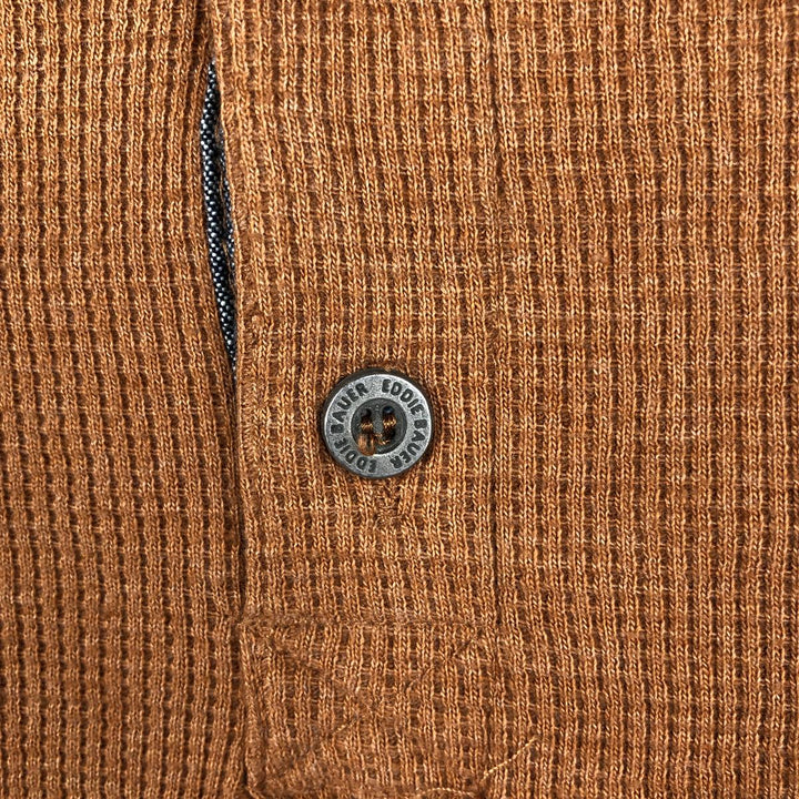 Eddie Bauer Men's Waffle Thermal Henley T-Shirt, Size XL cotton brown type Vintage Second Hand