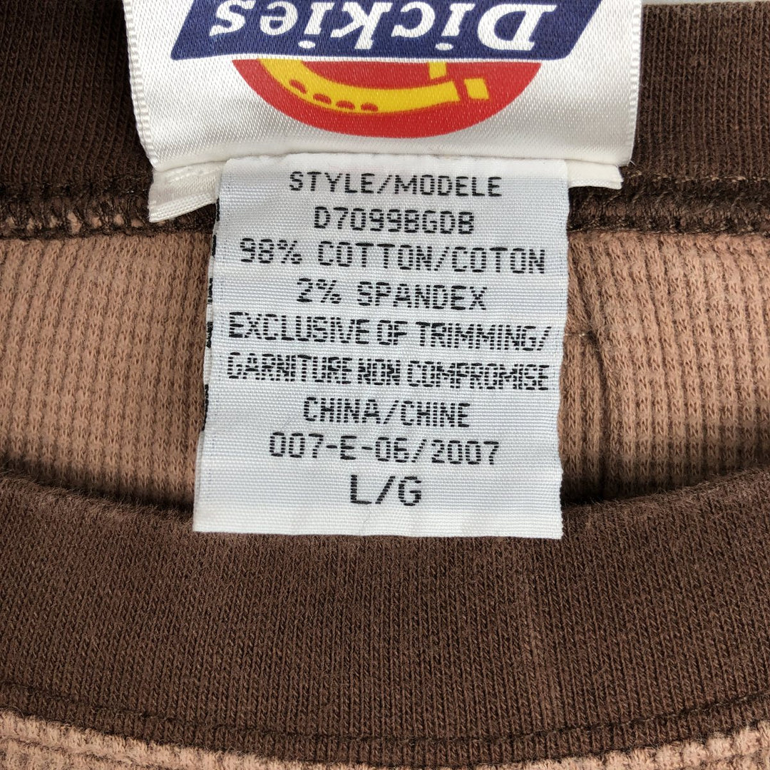 Dickies Thermal Long-Sleeve T-Shirt, Men's Size L cotton brown type Vintage Second Hand