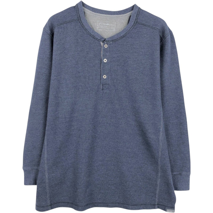 Eddie Bauer Men's Waffle Thermal Henley T-Shirt, Size XL cotton navy blue type Vintage Second Hand