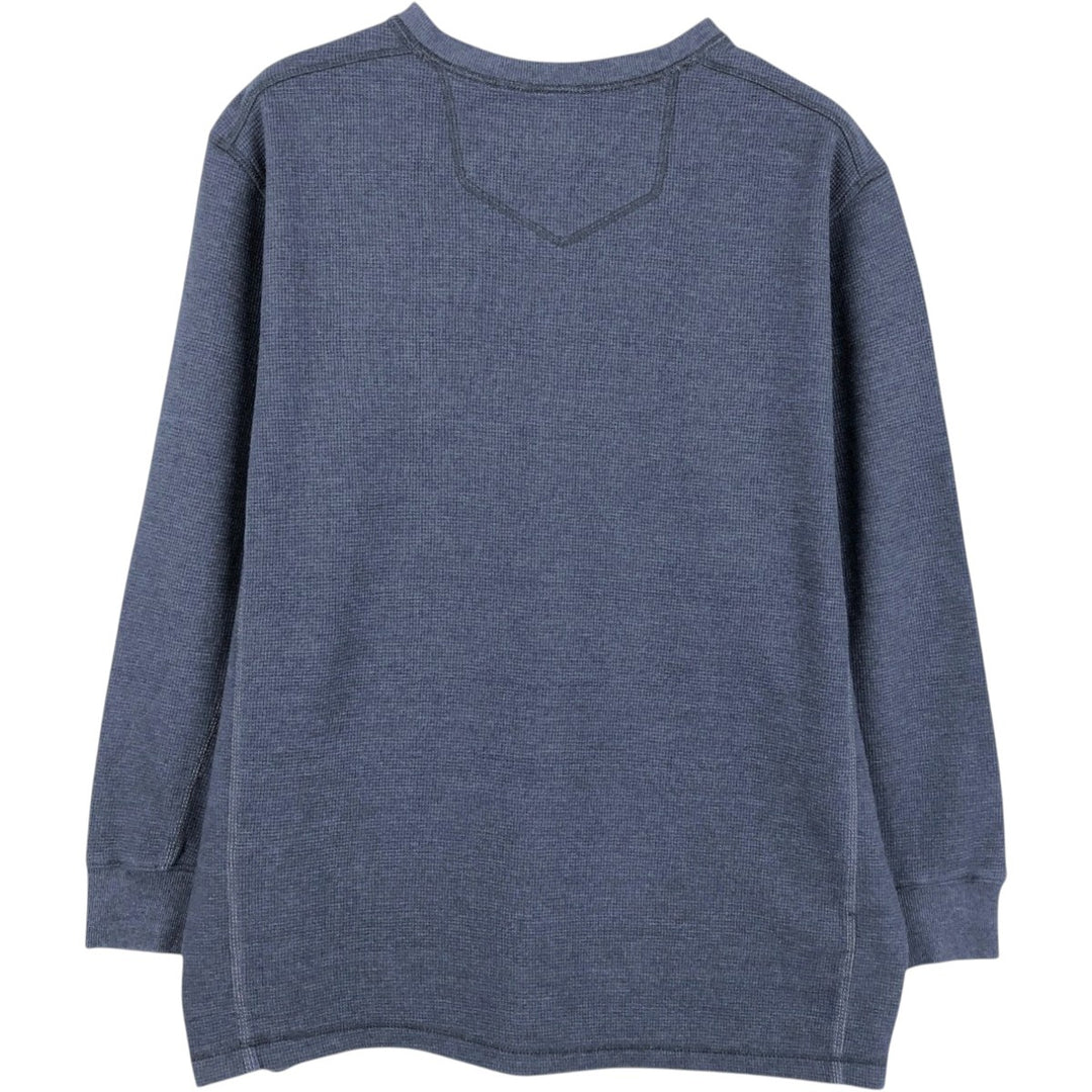 Eddie Bauer Men's Waffle Thermal Henley T-Shirt, Size XL cotton navy blue type Vintage Second Hand