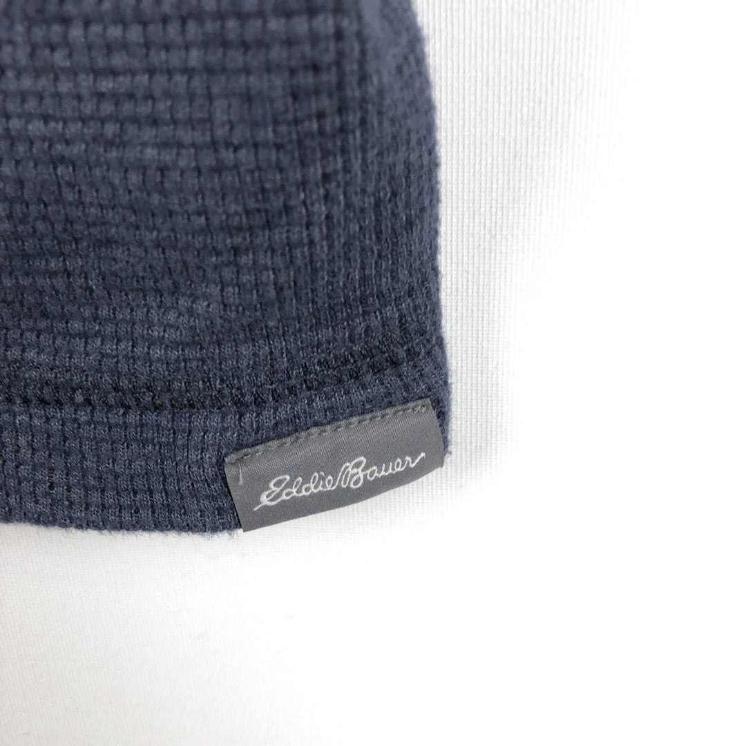 Eddie Bauer Men's Waffle Thermal Henley T-Shirt, Size XL cotton navy blue type Vintage Second Hand