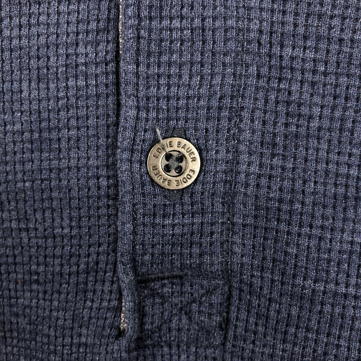 Eddie Bauer Men's Waffle Thermal Henley T-Shirt, Size XL cotton navy blue type Vintage Second Hand