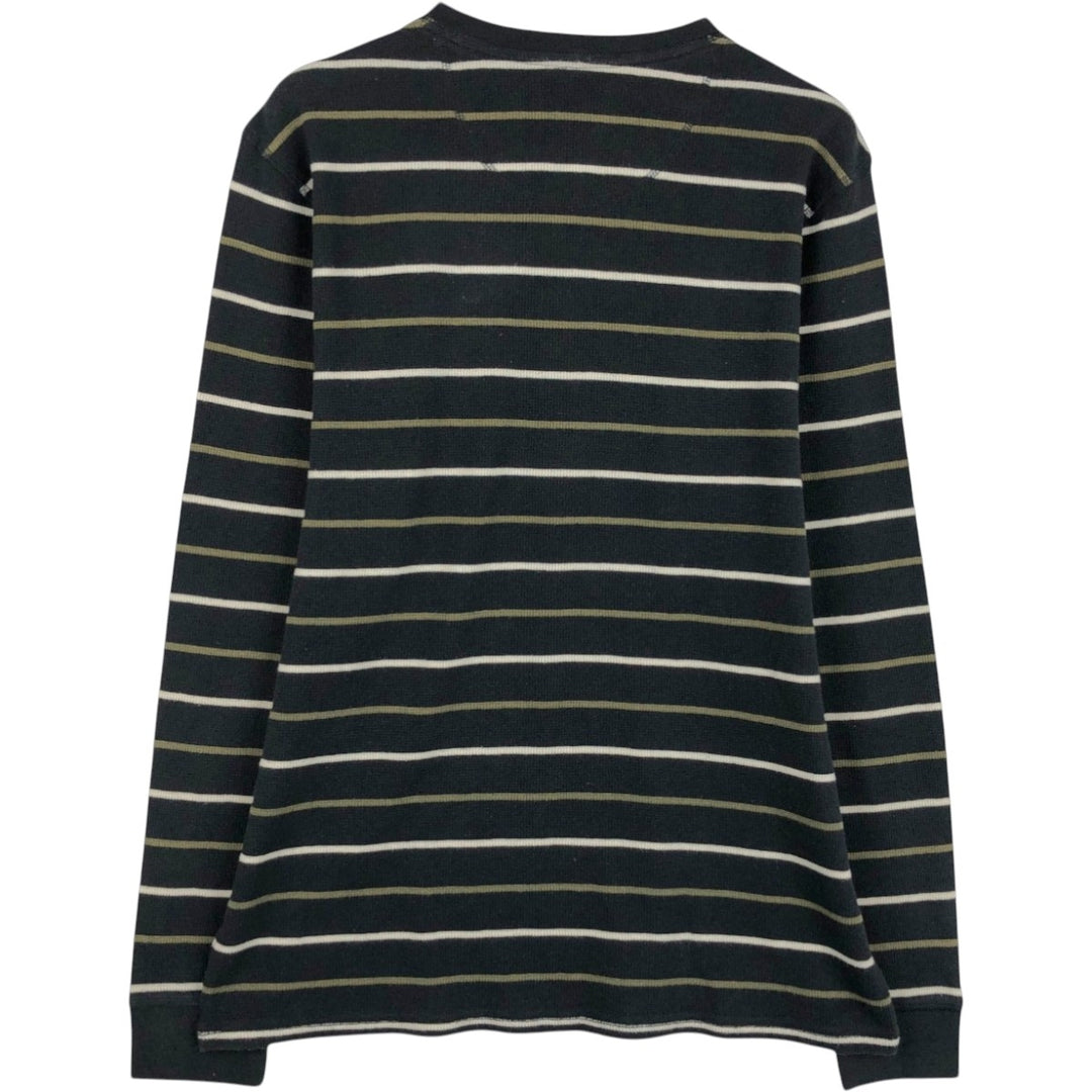 Levi's Border Pattern Henley Neck Thermal Long-Sleeve T-Shirt (Waffle Knit) - Men's XL equivalent cotton black type Vintage Second Hand