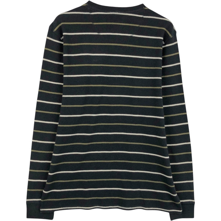 Levi's Border Pattern Henley Neck Thermal Long-Sleeve T-Shirt (Waffle Knit) - Men's XL equivalent cotton black type Vintage Second Hand