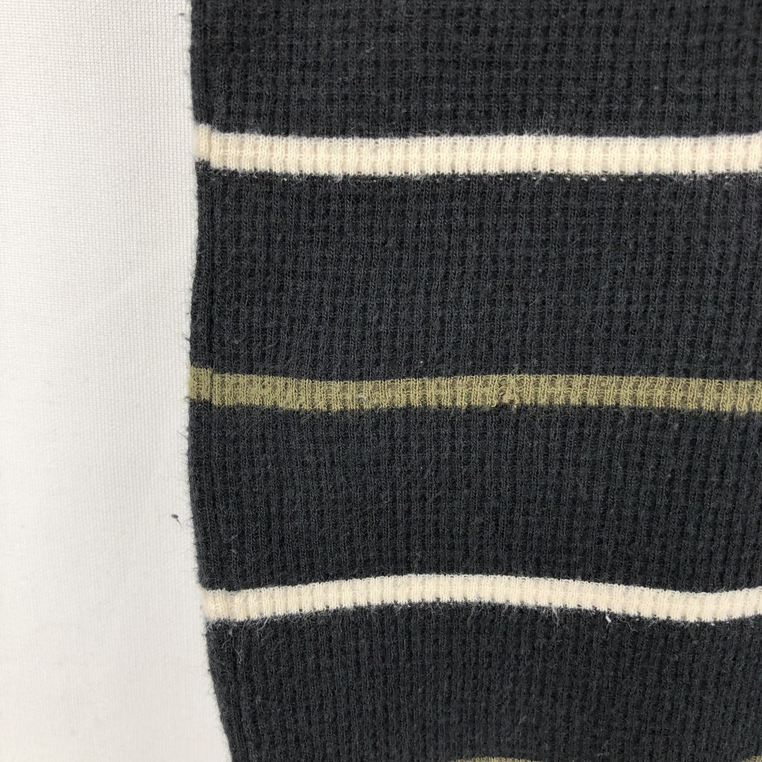 Levi's Border Pattern Henley Neck Thermal Long-Sleeve T-Shirt (Waffle Knit) - Men's XL equivalent cotton black type Vintage Second Hand