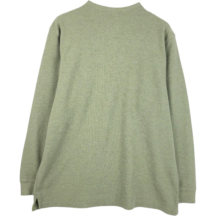LLBean Men's Thermal Long Sleeve T-Shirt, Waffle, Size L cotton Khaki type sage green Vintage Second Hand