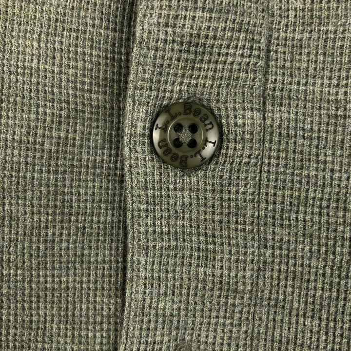 LLBean Men's Thermal Long Sleeve T-Shirt, Waffle, Size L cotton Khaki type sage green Vintage Second Hand