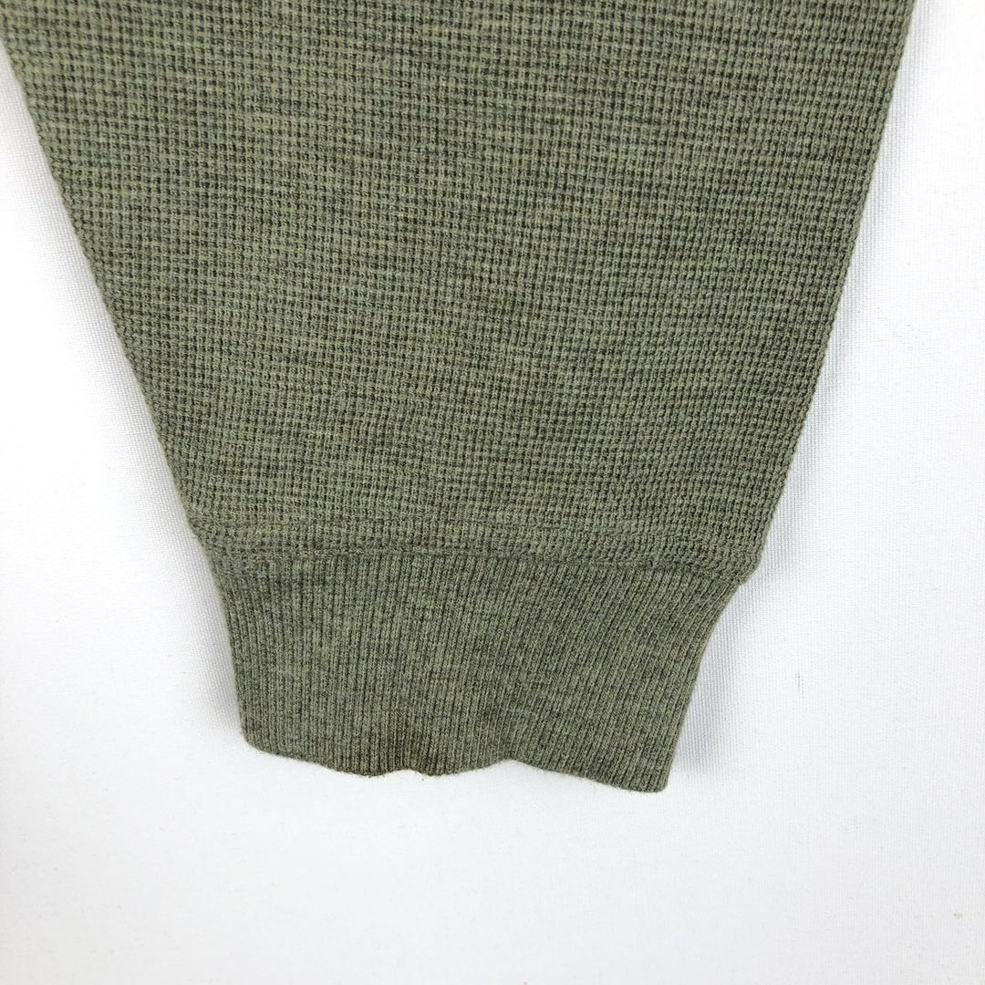 LLBean Men's Thermal Long Sleeve T-Shirt, Waffle, Size L cotton Khaki type sage green Vintage Second Hand