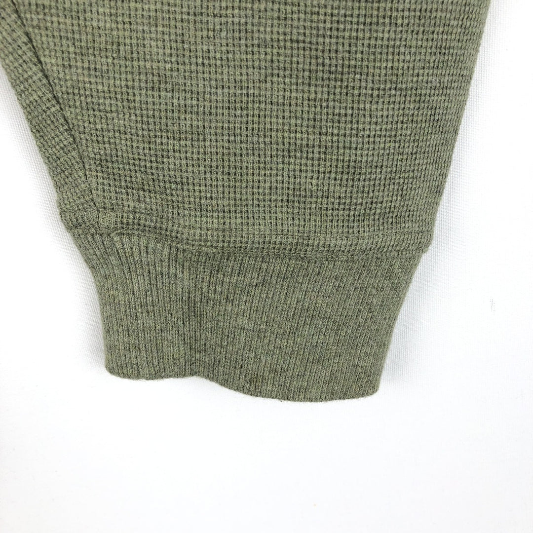 LLBean Men's Thermal Long Sleeve T-Shirt, Waffle, Size L cotton Khaki type sage green Vintage Second Hand