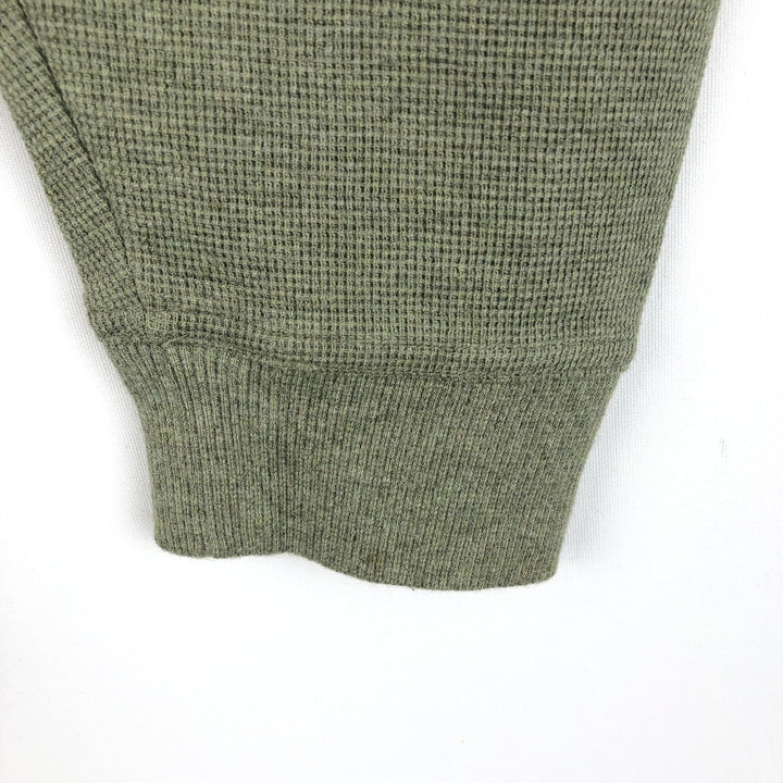 LLBean Men's Thermal Long Sleeve T-Shirt, Waffle, Size L cotton Khaki type sage green Vintage Second Hand