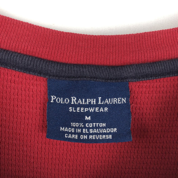 Ralph Lauren POLO RALPH LAUREN SLEEPWEAR Thermal Long T-shirt Waffle Men's M size cotton red type Vintage Second Hand