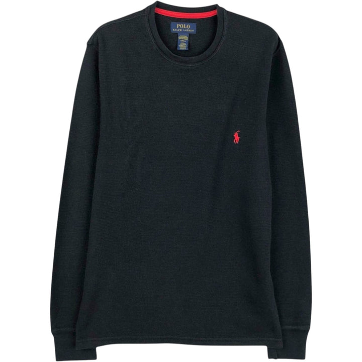 Ralph Lauren POLO RALPH LAUREN SLEEPWEAR Thermal Long T-Shirt, Waffle, Men's Size Small cotton black type Vintage Second Hand