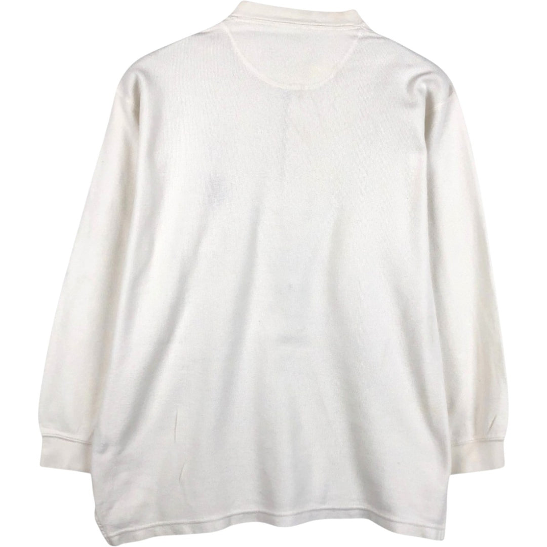 Ralph Lauren CHAPS Henley Neck Thermal Long-Sleeve T-Shirt (Waffle Knit) - Men's Size M (approx.) cotton white type Vintage Second Hand