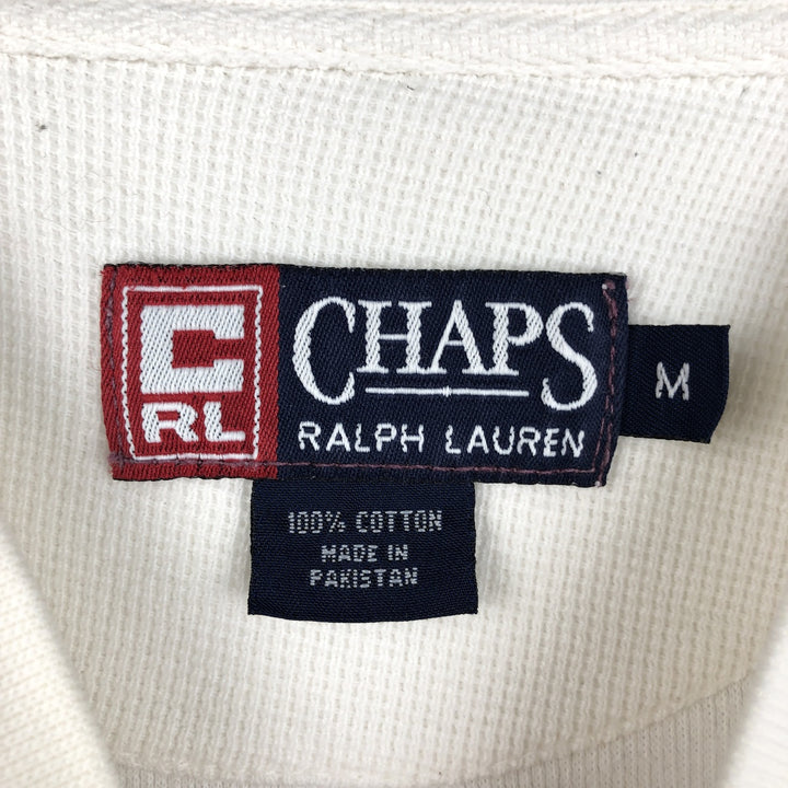 Ralph Lauren CHAPS Henley Neck Thermal Long-Sleeve T-Shirt (Waffle Knit) - Men's Size M (approx.) cotton white type Vintage Second Hand