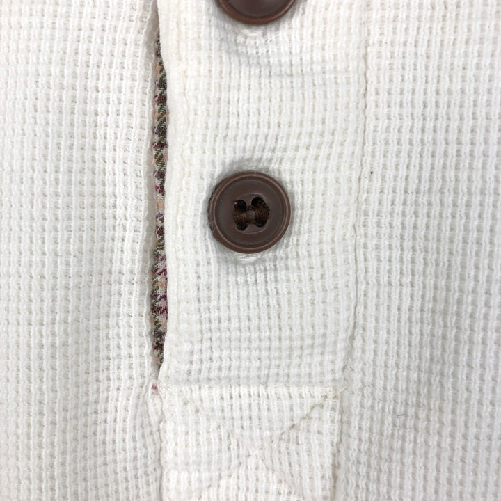 Ralph Lauren CHAPS Henley Neck Thermal Long-Sleeve T-Shirt (Waffle Knit) - Men's Size M (approx.) cotton white type Vintage Second Hand