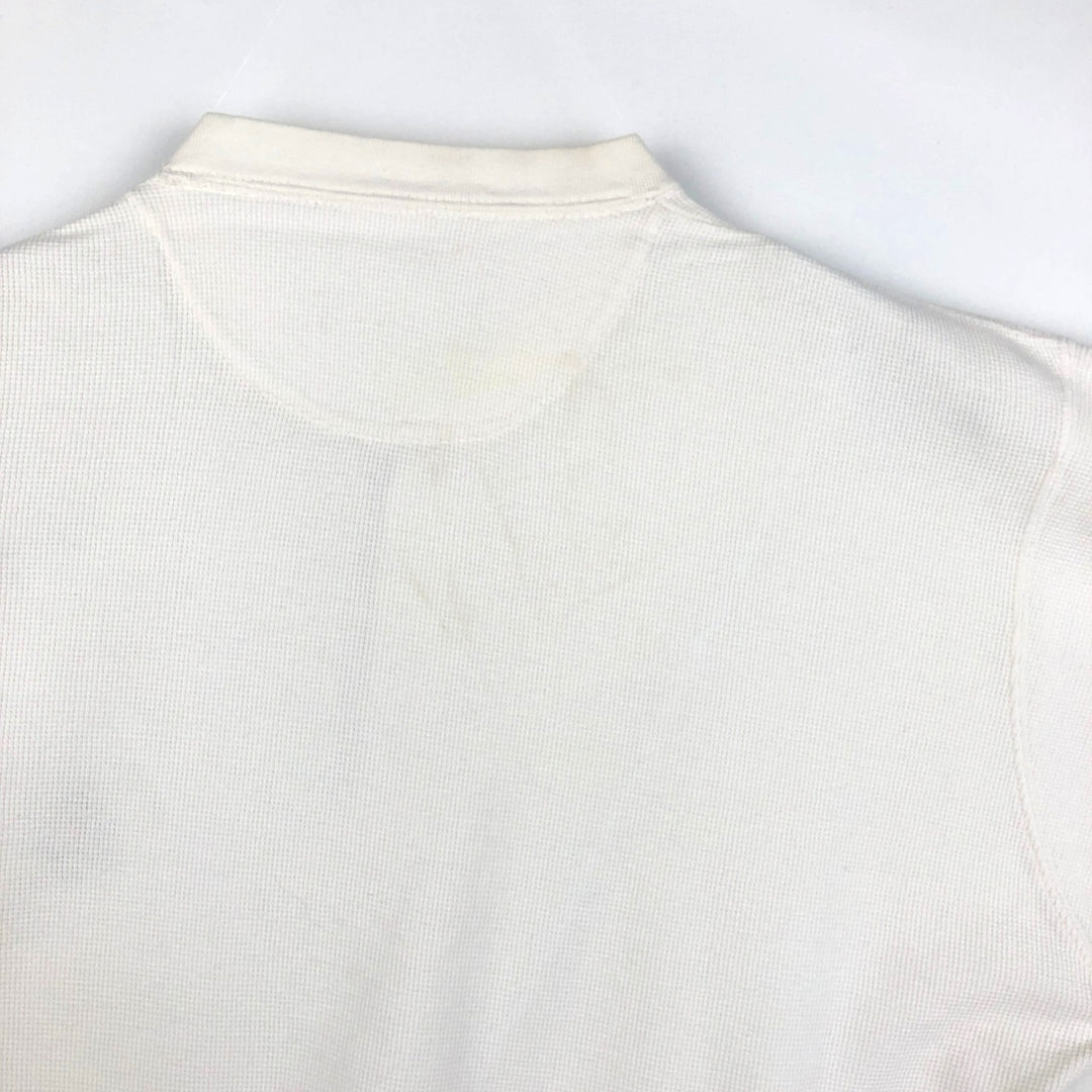 Ralph Lauren CHAPS Henley Neck Thermal Long-Sleeve T-Shirt (Waffle Knit) - Men's Size M (approx.) cotton white type Vintage Second Hand