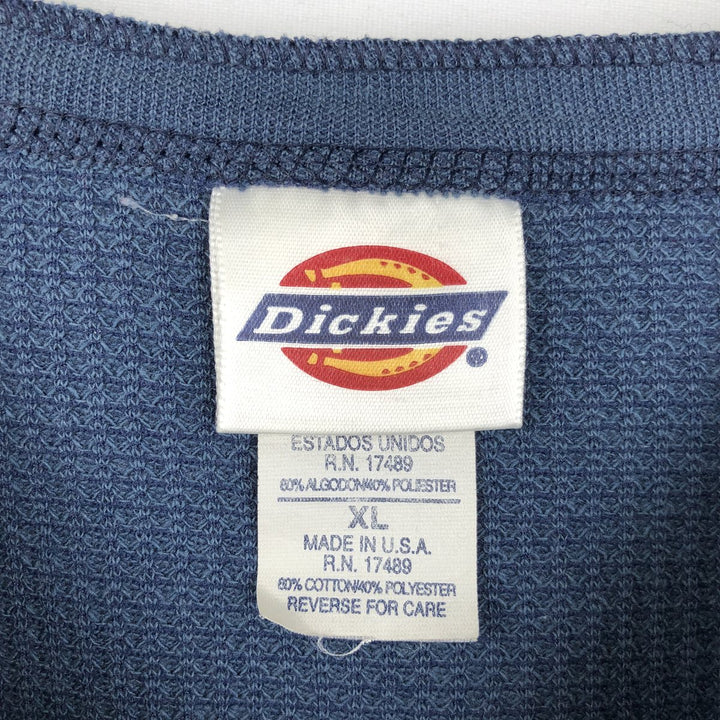 90'S Dickies Henley Neck Thermal Long-Sleeve T-Shirt, Made in USA, Men's XL (approx.), Vintage cotton navy blue type Vintage Second Hand