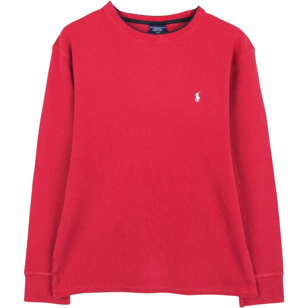 Ralph Lauren POLO RALPH LAUREN SLEEPWEAR Long-Sleeve T-Shirt (Men's Size L) cotton red type Vintage Second Hand