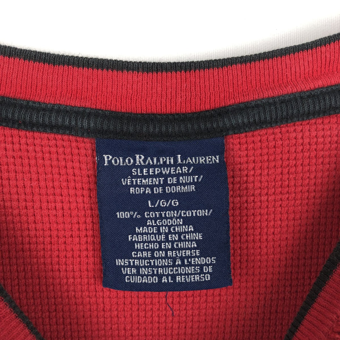 Ralph Lauren POLO RALPH LAUREN SLEEPWEAR Long-Sleeve T-Shirt (Men's Size L) cotton red type Vintage Second Hand