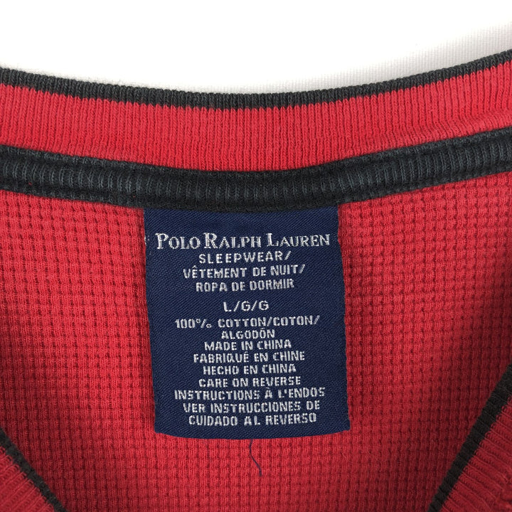 Ralph Lauren POLO RALPH LAUREN SLEEPWEAR Long-Sleeve T-Shirt (Men's Size L) cotton red type Vintage Second Hand