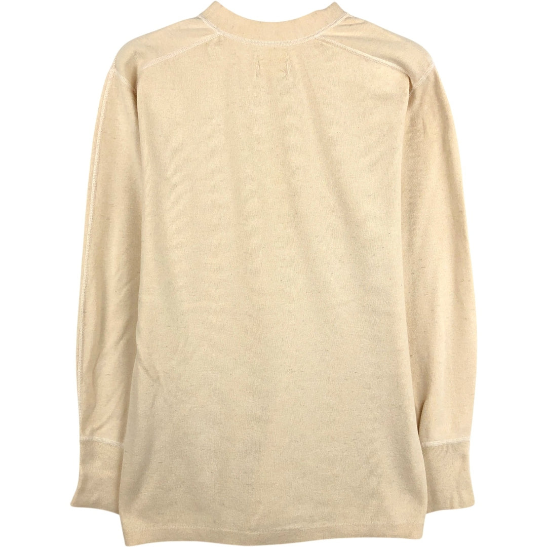 1960'S US Military Issue Henley Neck Military Thermal Long-Sleeve T-Shirt, Made in USA, Men's Size M (Equivalent), Vintage wool Beige type Vintage Second Hand