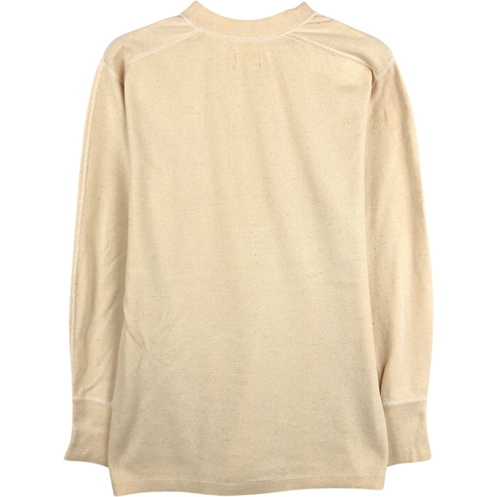 1960'S US Military Issue Henley Neck Military Thermal Long-Sleeve T-Shirt, Made in USA, Men's Size M (Equivalent), Vintage wool Beige type Vintage Second Hand