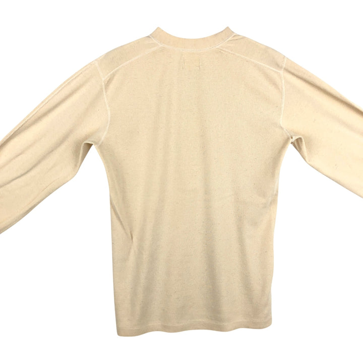 1960'S US Military Issue Henley Neck Military Thermal Long-Sleeve T-Shirt, Made in USA, Men's Size M (Equivalent), Vintage wool Beige type Vintage Second Hand