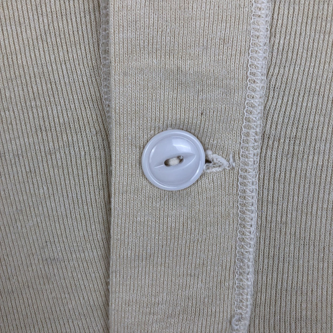 1960'S US Military Issue Henley Neck Military Thermal Long-Sleeve T-Shirt, Made in USA, Men's Size M (Equivalent), Vintage wool Beige type Vintage Second Hand
