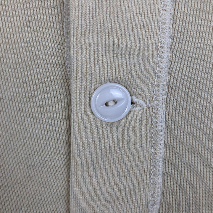 1960'S US Military Issue Henley Neck Military Thermal Long-Sleeve T-Shirt, Made in USA, Men's Size M (Equivalent), Vintage wool Beige type Vintage Second Hand