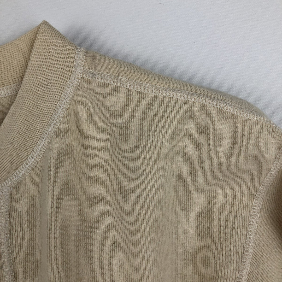 1960'S US Military Issue Henley Neck Military Thermal Long-Sleeve T-Shirt, Made in USA, Men's Size M (Equivalent), Vintage wool Beige type Vintage Second Hand