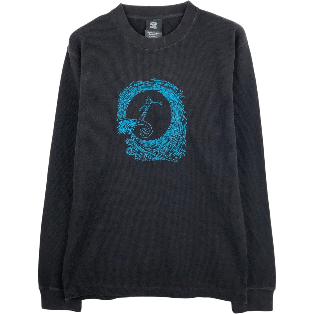 The Nightmare Before Christmas Character Thermal Long-Sleeve T-Shirt (Waffle Pattern) - Men's Size M (approx.) unclear black type Vintage Second Hand