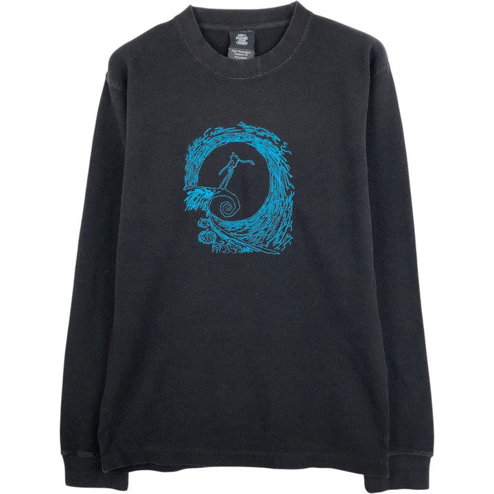 The Nightmare Before Christmas Character Thermal Long-Sleeve T-Shirt (Waffle Pattern) - Men's Size M (approx.) unclear black type Vintage Second Hand
