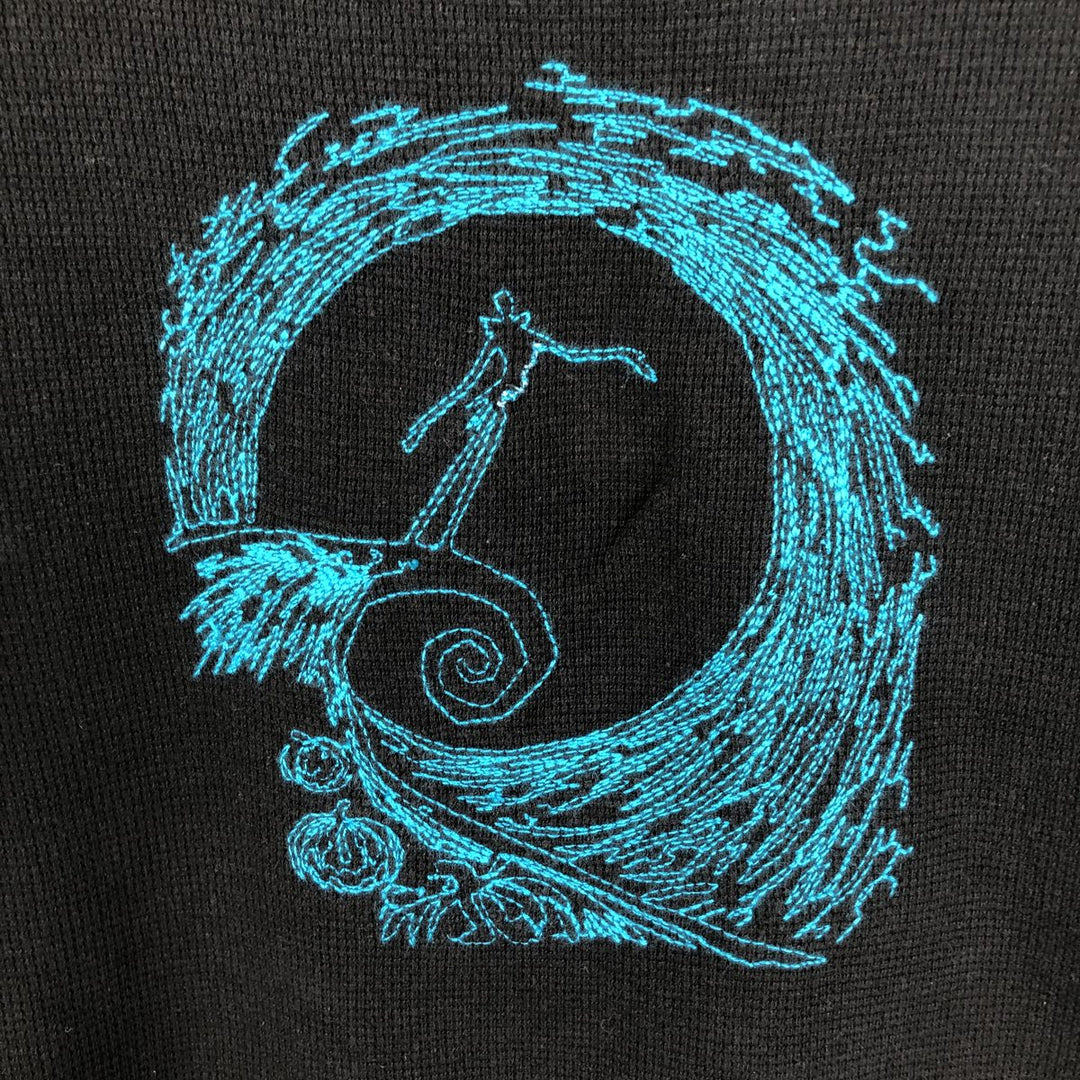 The Nightmare Before Christmas Character Thermal Long-Sleeve T-Shirt (Waffle Pattern) - Men's Size M (approx.) unclear black type Vintage Second Hand