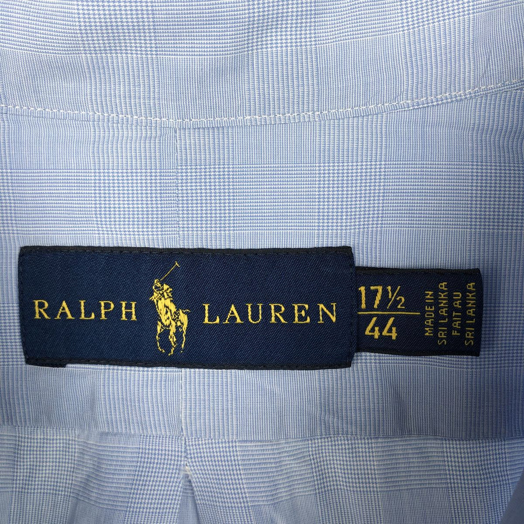 Ralph Lauren long sleeve button down check shirt, men's XL size cotton blue type Vintage Second Hand