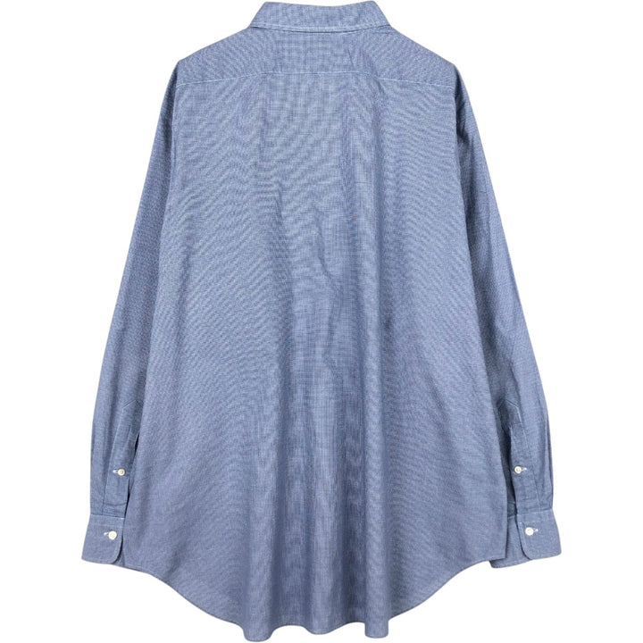 Ralph Lauren POLO by Ralph Lauren ANDREW Houndstooth Pattern Long-Sleeve Cotton Check Shirt, Men's Size XL (approx.) cotton blue type Vintage Second Hand