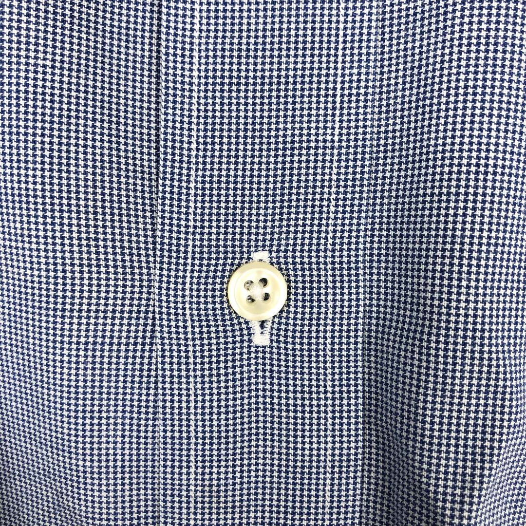 Ralph Lauren POLO by Ralph Lauren ANDREW Houndstooth Pattern Long-Sleeve Cotton Check Shirt, Men's Size XL (approx.) cotton blue type Vintage Second Hand