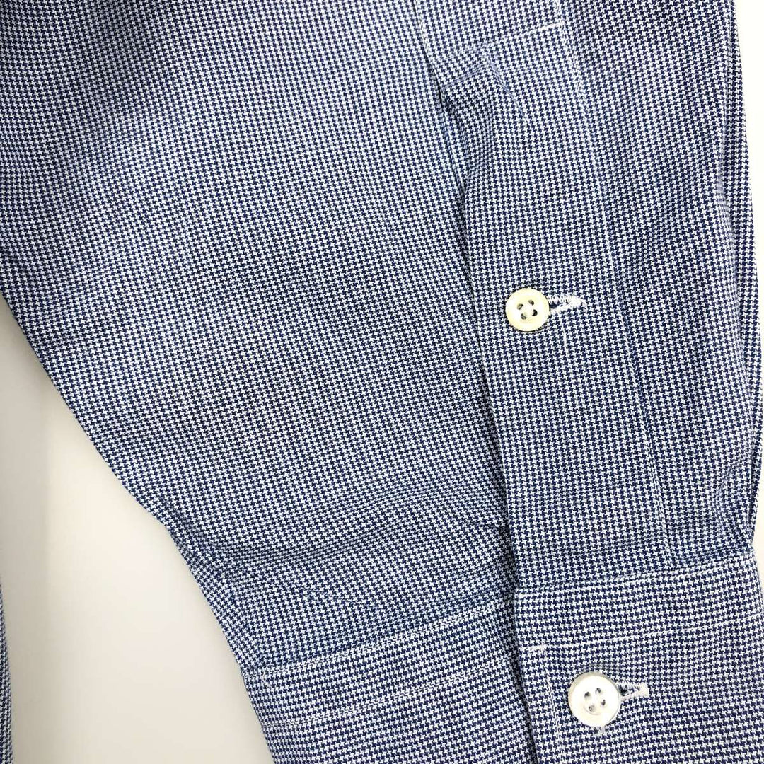 Ralph Lauren POLO by Ralph Lauren ANDREW Houndstooth Pattern Long-Sleeve Cotton Check Shirt, Men's Size XL (approx.) cotton blue type Vintage Second Hand