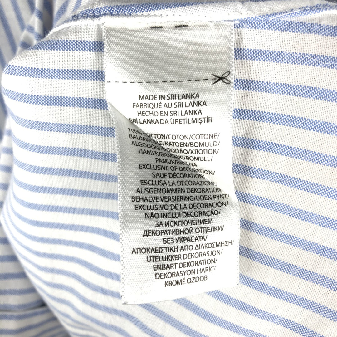 Ralph Lauren SLIM FIT Stripe Pattern Short-Sleeve Button-Down Shirt, Women's Size M (approx.) cotton Blue type light blue Vintage Second Hand