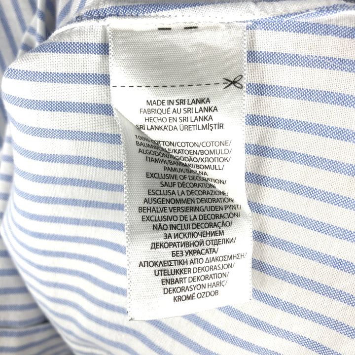 Ralph Lauren SLIM FIT Stripe Pattern Short-Sleeve Button-Down Shirt, Women's Size M (approx.) cotton Blue type light blue Vintage Second Hand