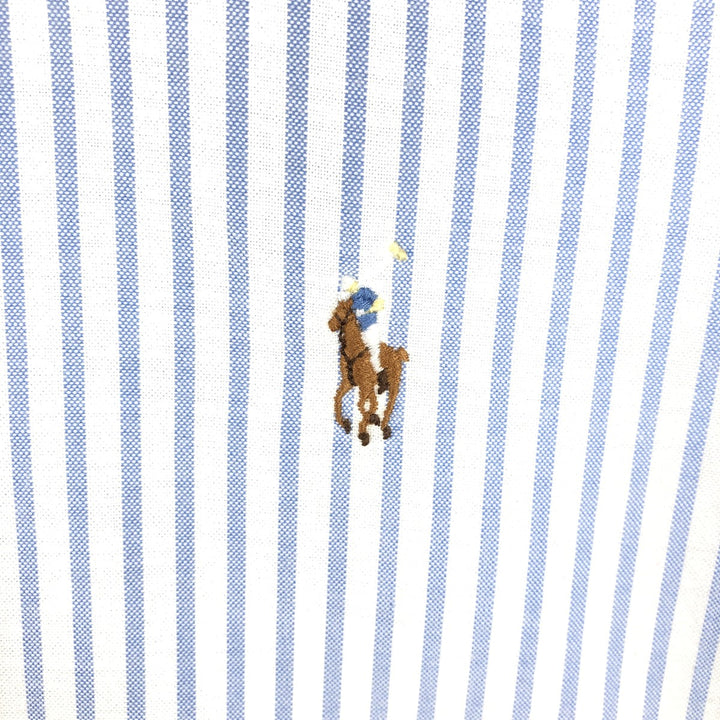 Ralph Lauren SLIM FIT Stripe Pattern Short-Sleeve Button-Down Shirt, Women's Size M (approx.) cotton Blue type light blue Vintage Second Hand