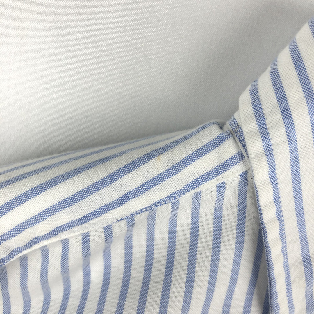 Ralph Lauren SLIM FIT Stripe Pattern Short-Sleeve Button-Down Shirt, Women's Size M (approx.) cotton Blue type light blue Vintage Second Hand