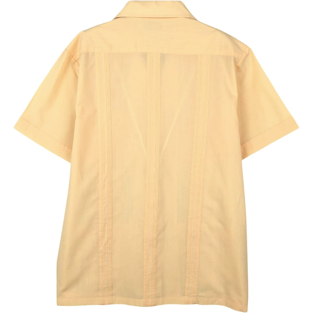 HABAND Short-Sleeve Open-Collar Mexican Shirt, Cuban Shirt, Boxy Shirt, Women's Size M (approx.) polyester yellow type Vintage Second Hand
