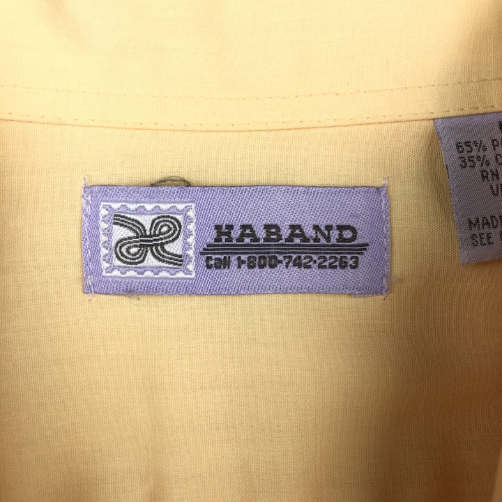 HABAND Short-Sleeve Open-Collar Mexican Shirt, Cuban Shirt, Boxy Shirt, Women's Size M (approx.) polyester yellow type Vintage Second Hand