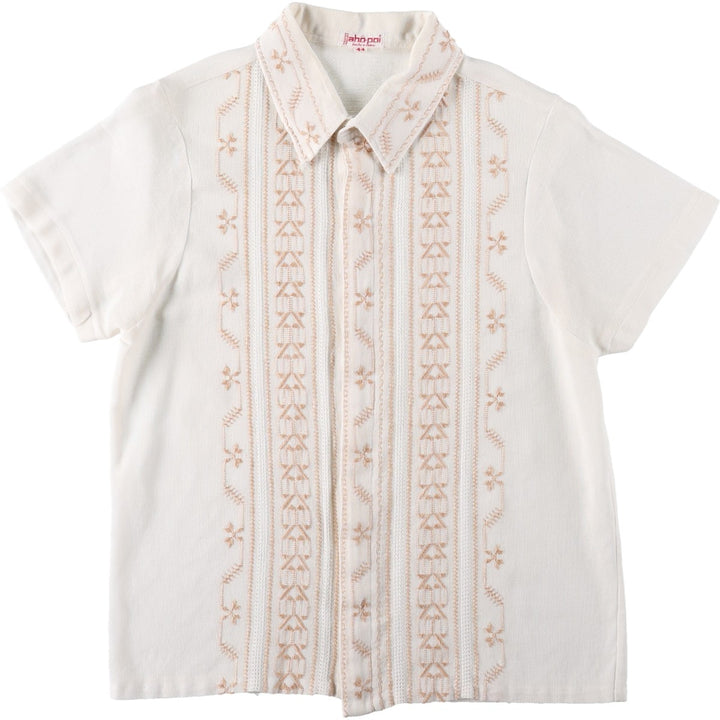 90'S Aho Poi Mexican Shirt, Cuban Shirt, Boxy Shirt, Women's Size S (Equivalent), Vintage unclear white type Vintage Second Hand