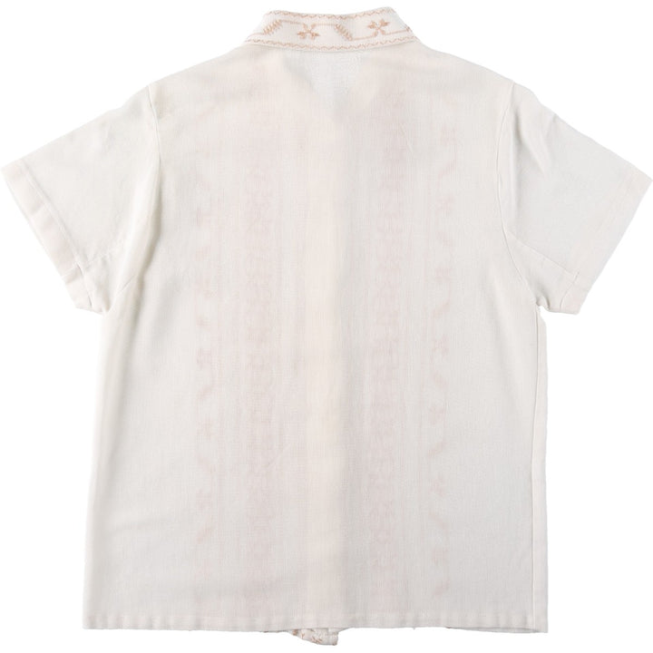 90'S Aho Poi Mexican Shirt, Cuban Shirt, Boxy Shirt, Women's Size S (Equivalent), Vintage unclear white type Vintage Second Hand
