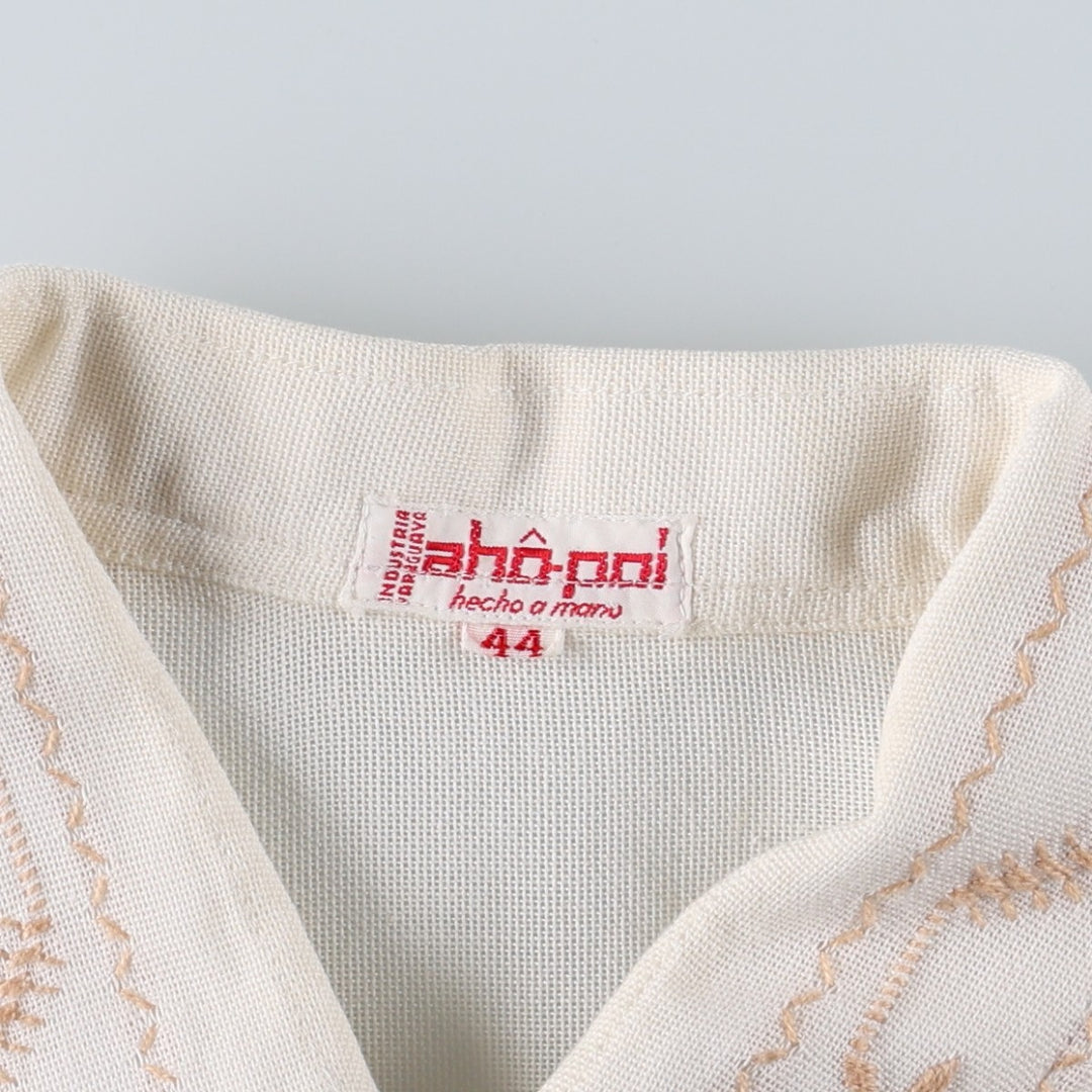 90'S Aho Poi Mexican Shirt, Cuban Shirt, Boxy Shirt, Women's Size S (Equivalent), Vintage unclear white type Vintage Second Hand