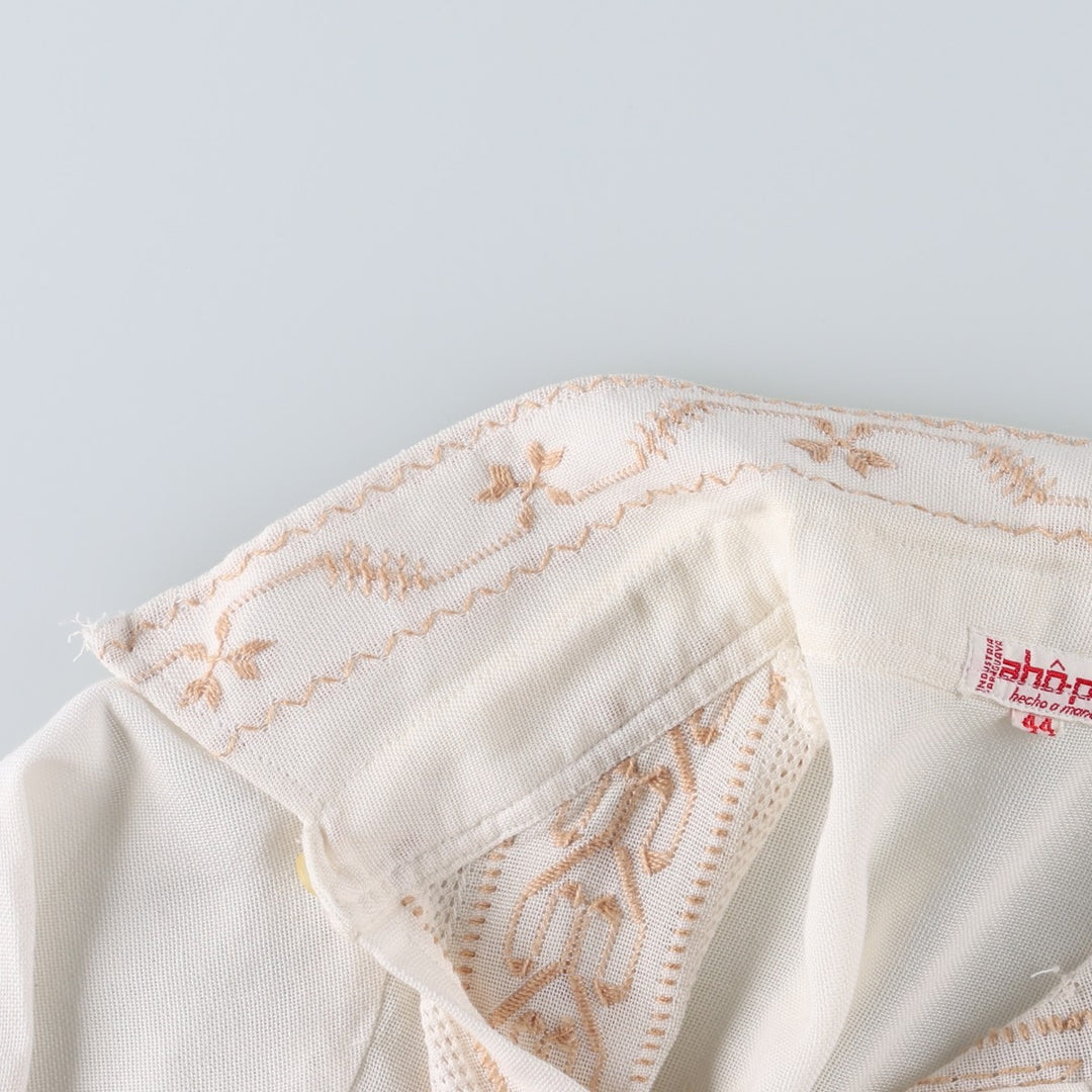90'S Aho Poi Mexican Shirt, Cuban Shirt, Boxy Shirt, Women's Size S (Equivalent), Vintage unclear white type Vintage Second Hand